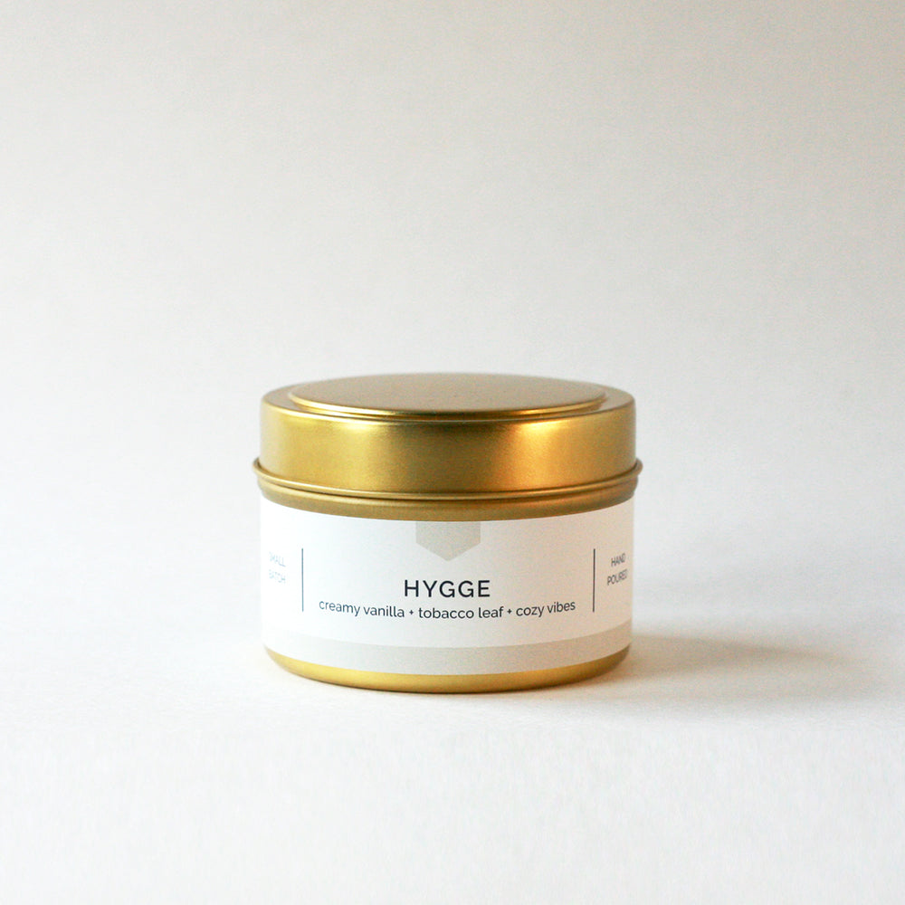 HYGGE 4 oz Travel Tin Soy Candle - Vacant Wheel