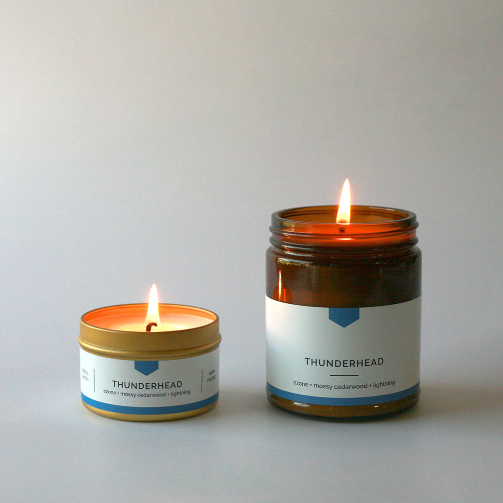 
                  
                    THUNDERHEAD Gold Travel Tin Soy Candle - Ozone and Mossy Cedarwood, Hand-Poured (4 oz)
                  
                